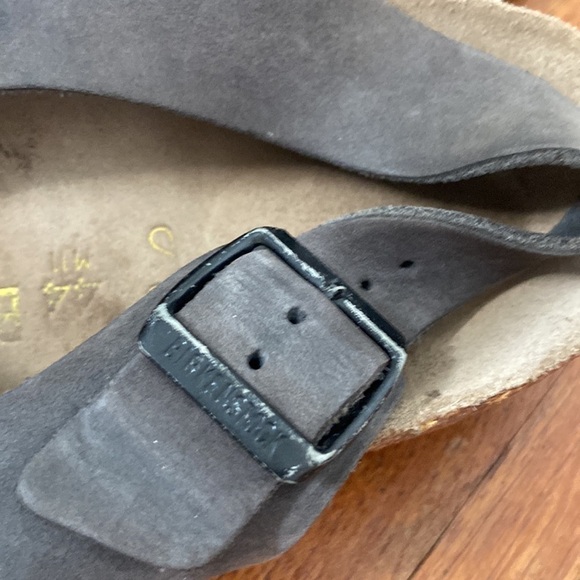 Birkenstock Gray Sandals with Black Buckles